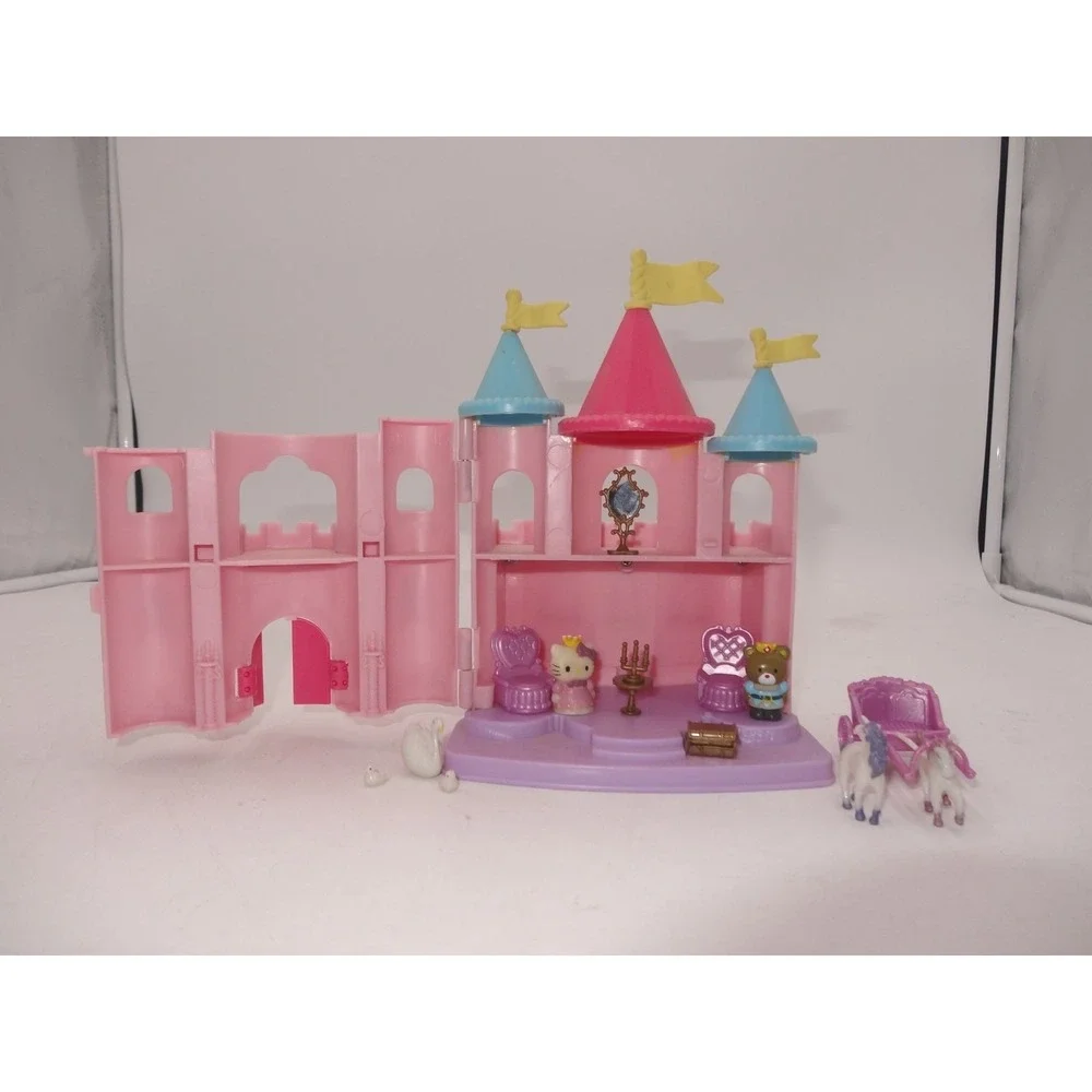 Hello Kitty Castle king queen Blue Box play set Toho Polly Pocket miniature Rare
